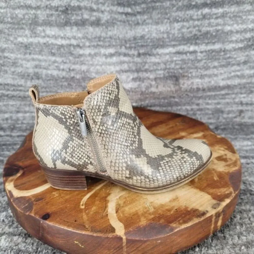 Lucky Brand Basel Bootie Womens 6 Snake Print Double Zip Leather‎ Ankle Boots